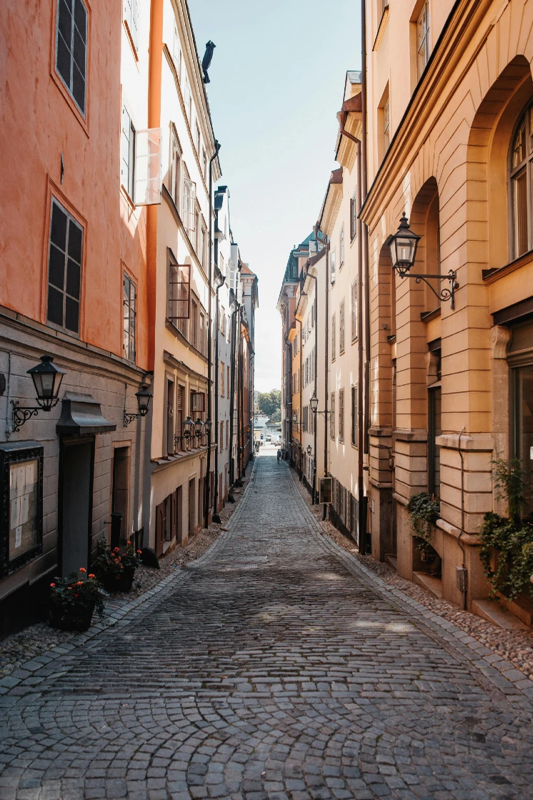 A street in the old town of Stockholm, the city where BlueCall's office is located.